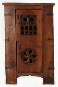 16th Century Style English Elm Aumbry, made in the 18th century (44”H x 39”W x 15.5”W)